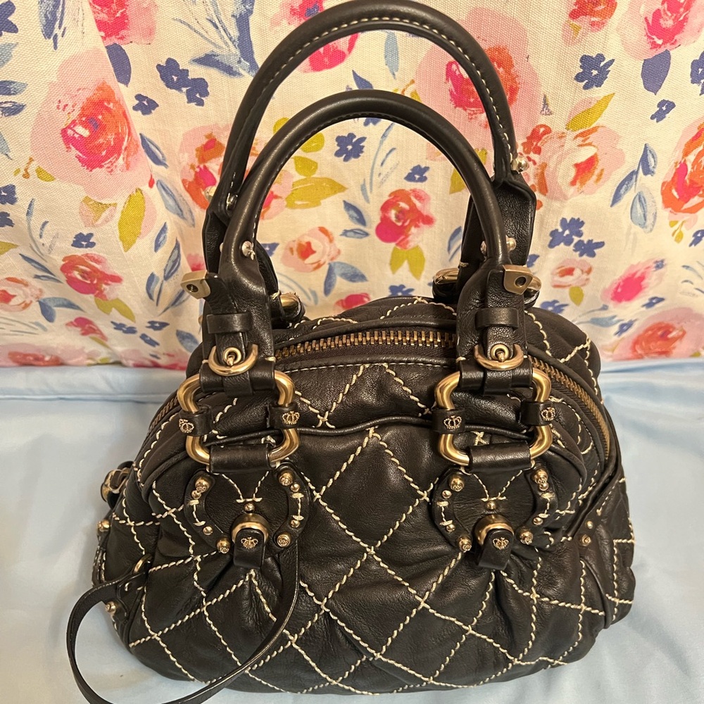 Juicy Couture Black Satchel with Silver Hardware